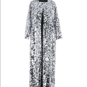 WE ARE LEONE Silver Sequin Duster Overcoat